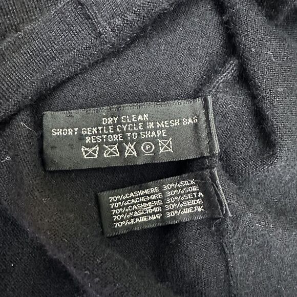 Eccoci Women's Black Ruffle Neck Cashmere & Silk Turtleneck Sweater Sz S - Picture 13 of 13